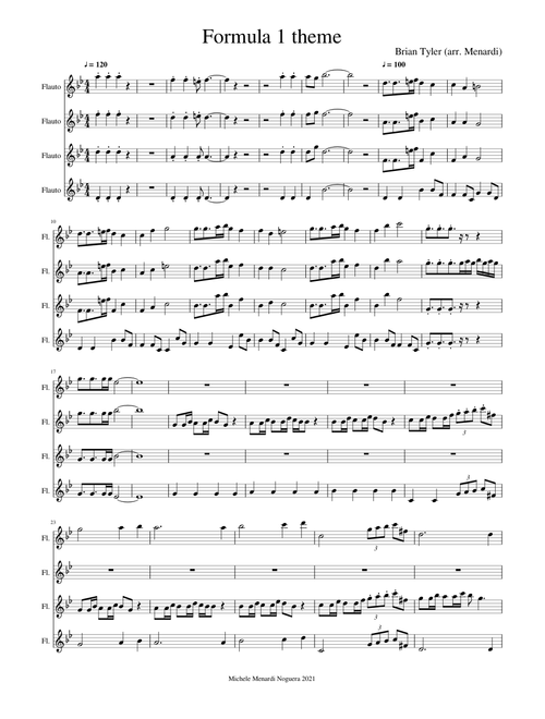 Formula 1 Theme – Brian Tyler (for flute quartet)