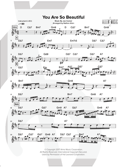 You Are So Beautiful (Arr. Nathan Allen) - Joe Cocker (Small Ensemble)