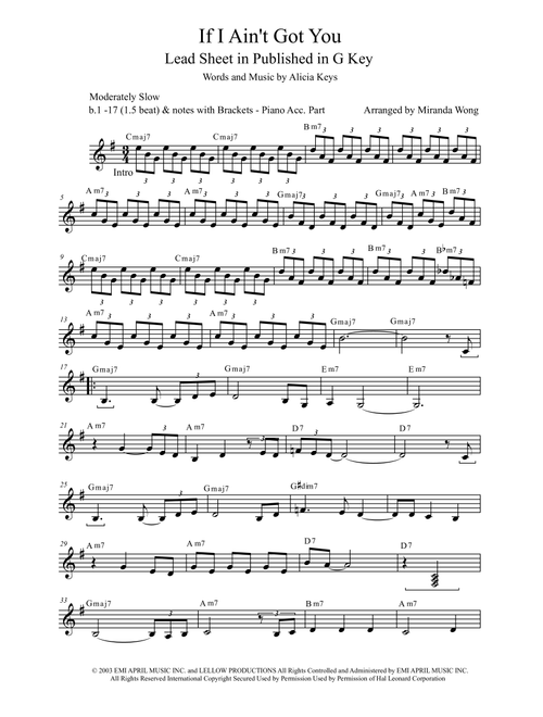 If I Ain't Got You (Arr. Miranda Wong) - Alicia Keys (Large Ensemble)