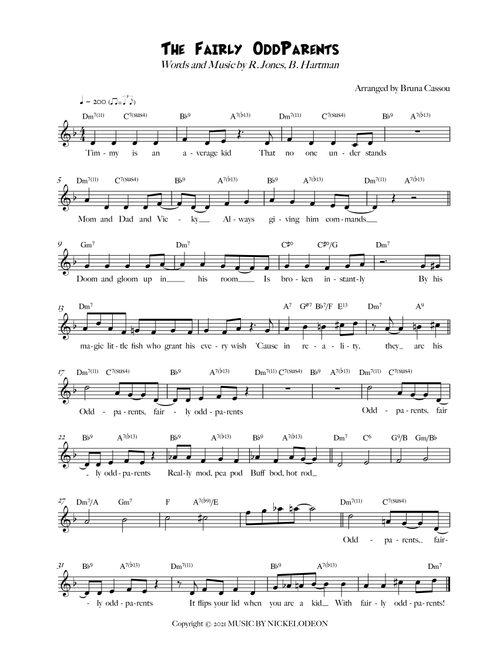 The Fairly Oddparents (Arr. Bruna T.) - R Jones, B Hartman (Lead Sheet - Fake Book)