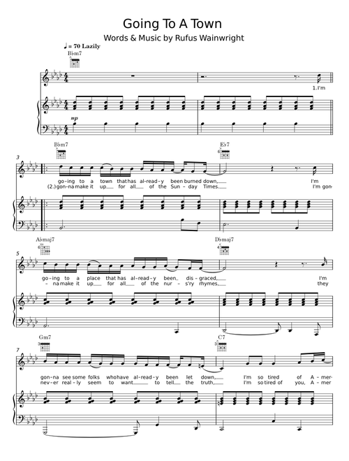 Going to a town - Rufus Wainwright
