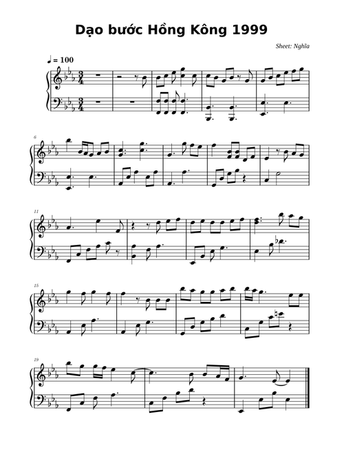 DẠO BƯỚC HỒNG KÔNG 1999 – Sheet Nghia aka Huynh Vi