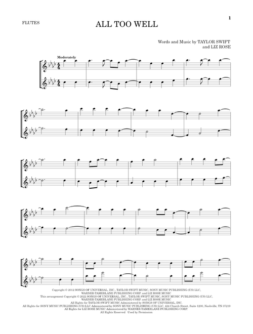 All Too Well - Taylor Swift (Flute Duet)