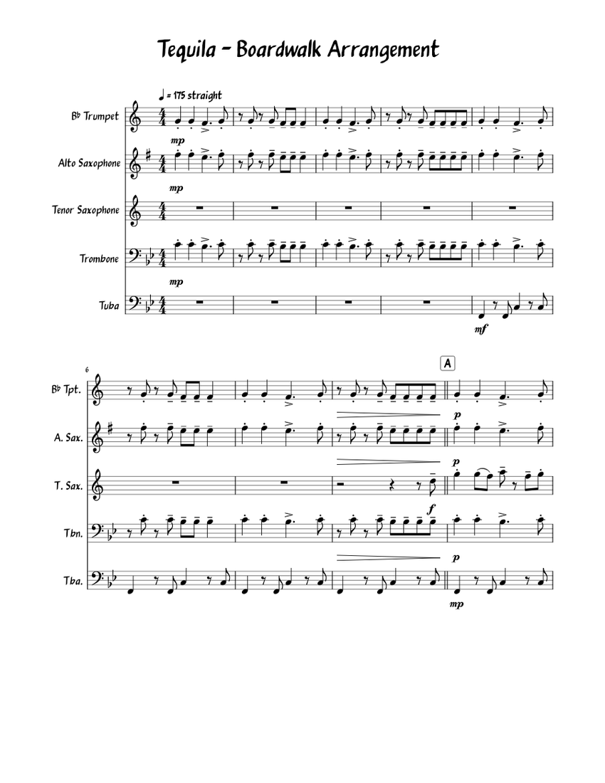 Tequila The Champs Boardwalk Arrangement Sheet music for Trombone