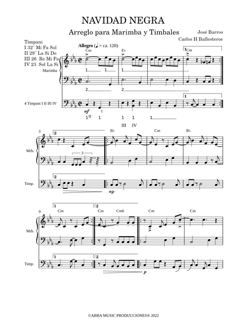 Navidad Negra – Jose Barros Navidad Negra Arreglo Marimba y Timpan
