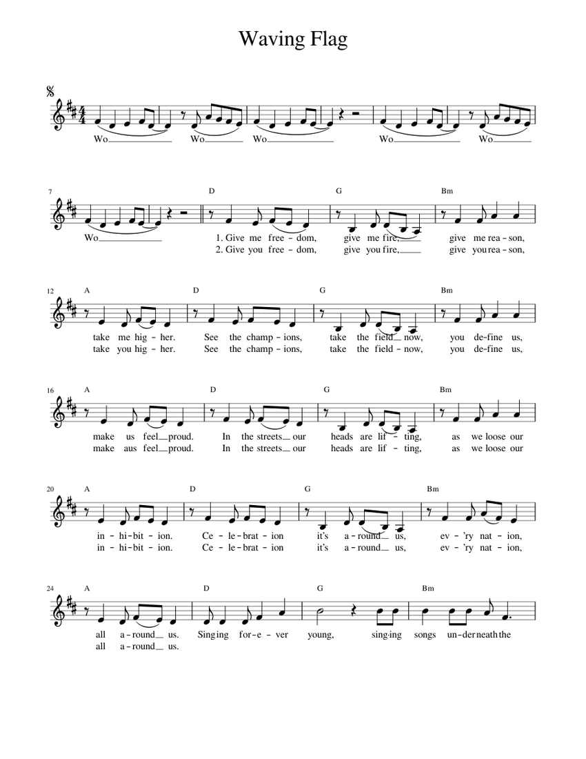 Waving Flag Sheet music for Piano Solo Musescore