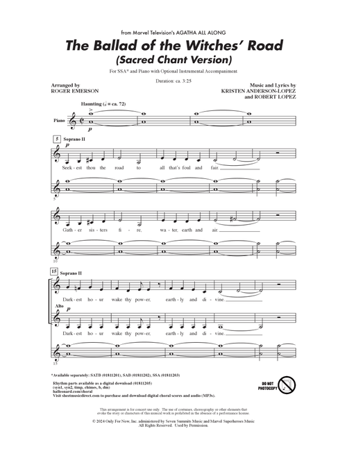 The Ballad Of The Witches' Road (from Agatha All Along) (arr. Roger Emerson) - Kristen Anderson-Lopez & Robert Lopez, Robert Lopez, Kristen Anderson-Lopez (Choral, SSA)