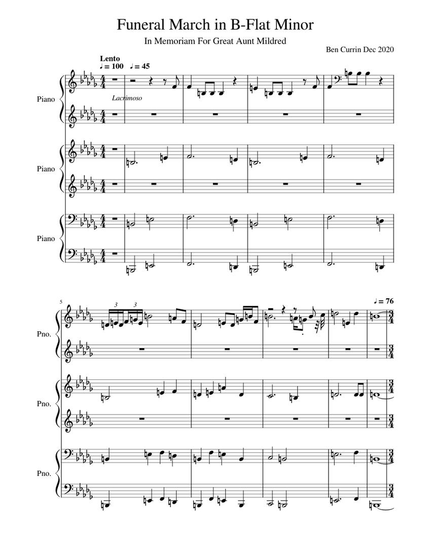 Funeral March In B-Flat Minor Sheet Music For Piano (Solo) | Musescore.com