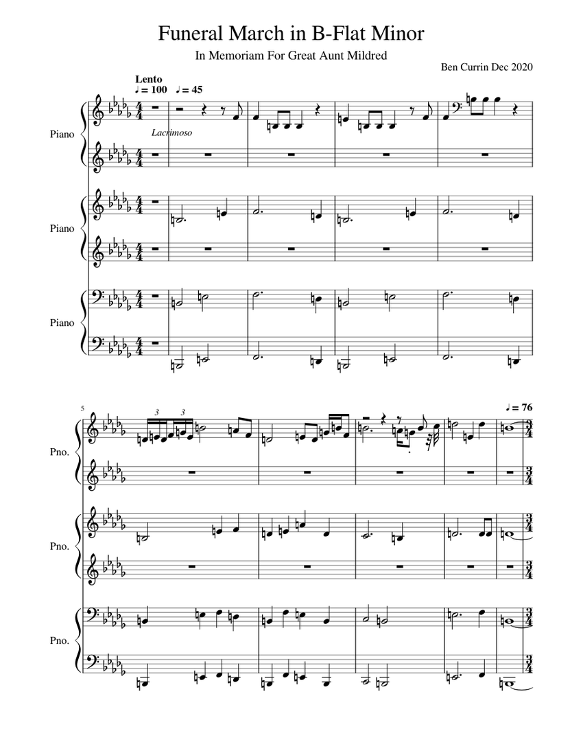 Funeral March in BFlat Minor Sheet music for Piano (Solo)