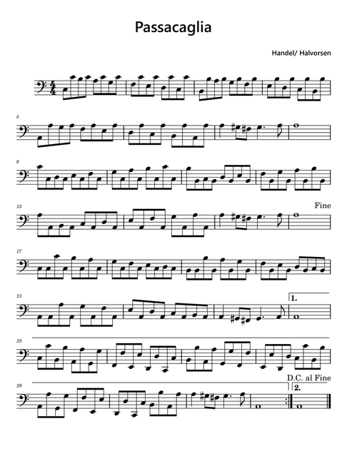 Passacaglia (Arr. Funtom) - Handel (Cello Solo)