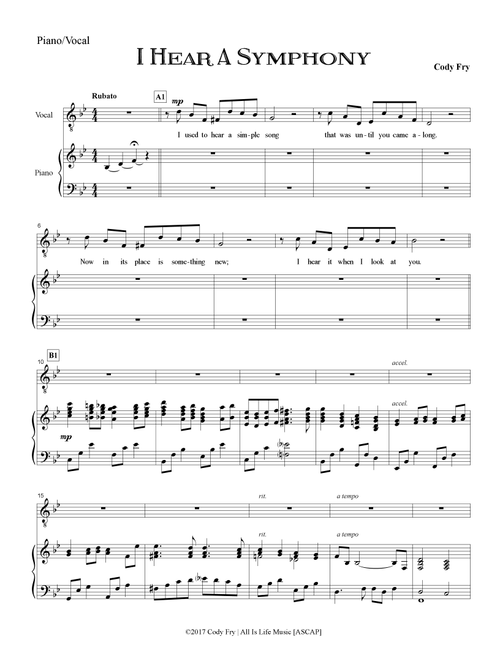 I Hear a Symphony (Arr. Cody Fry) (Piano Vocal)