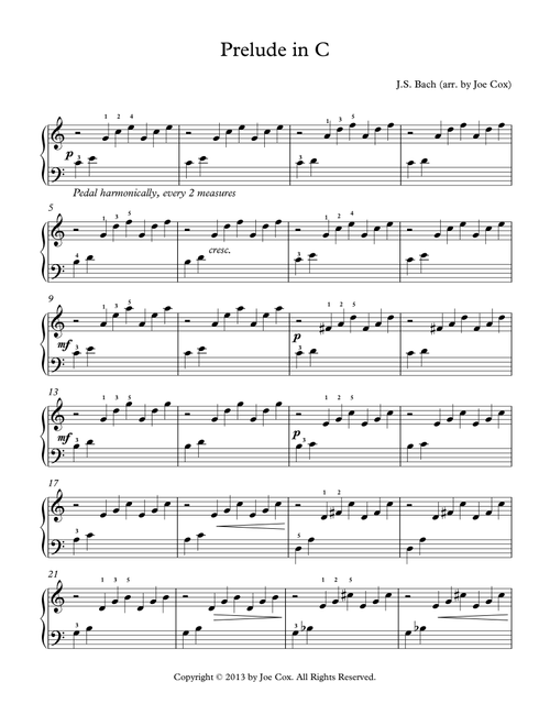 Prelude in C (Arr. Joe Cox) - JS Bach (Piano Solo)