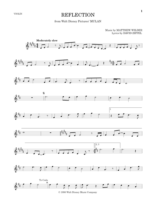 Reflection (Pop Version) (from Mulan) - Christina Aguilera (Violin Solo)