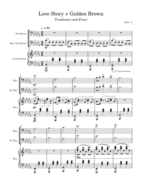 Love Story + Golden Brown - trombones and piano