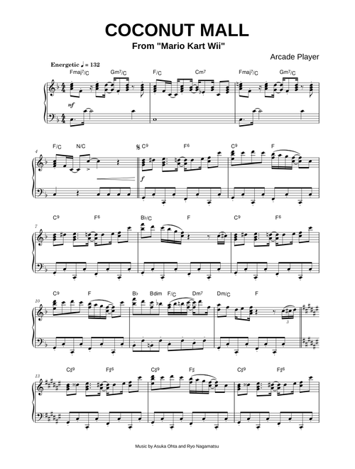 Coconut Mall (From "Mario Kart Wii") - Arcade Player (Piano)
