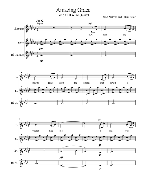 Amazing Grace - SATB & Wind Quintet