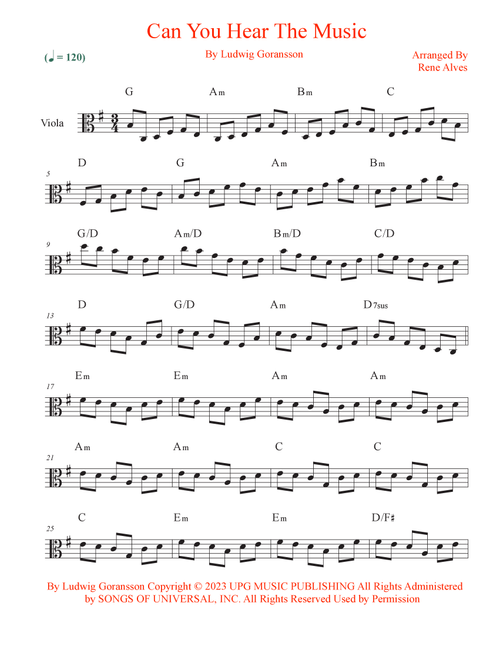Can You Hear The Music (Arr. Rene Alves) - Ludwig Goransson (Viola Solo)
