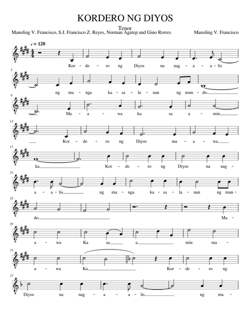 KORDERO NG DIYOS Tenor