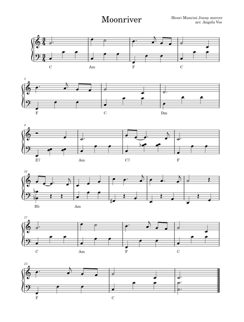 Moonriver – Henry Mancini moonriver easy accordion