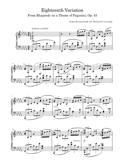 Rhapsody on a Theme of Paganini, Op.43 – Sergei Rachmaninoff (Arr. Loveridge) – Eighteenth Variation