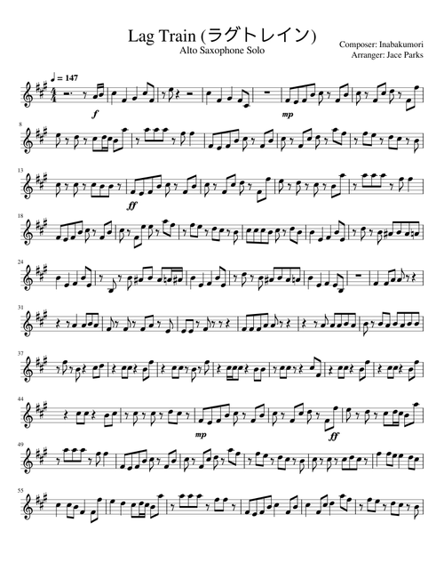 Lag Train (ラグトレイン) Alto Saxophone Solo