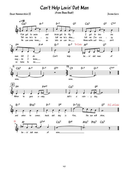 Can't Help Lovin' Dat Man (Lead sheet with lyrics )