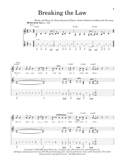 Breaking The Law - Judas Priest (School of Rock - Guitar Tab)