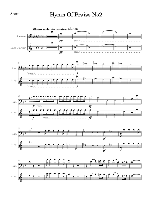 Symphony No.2, Op.52 – Felix Mendelssohn, Bassoon 1 for Bass Clarinet