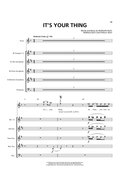 It's Your Thing - The Isley Brothers, Salt-N-Pepa (Transcribed Score)