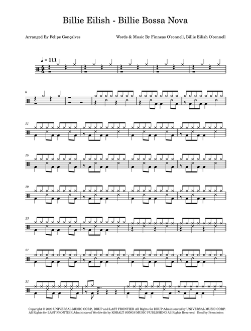 Billie Bossa Nova (Arr. The Ninja) - Billie Eilish (Drums)