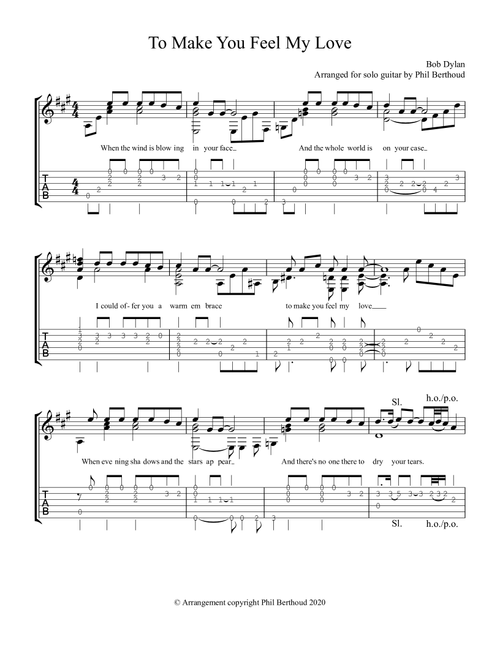 Make You Feel My Love (Arr. Phil Berthoud) - Bob Dylan (Guitar Tab)