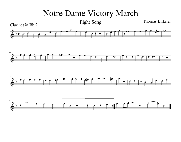 Notre_Dame_Victory_March Sheet music for in bflat (Solo