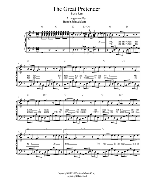 The Great Pretender (Arr. Bernie Schweickart) - The Platters (Piano Vocal)