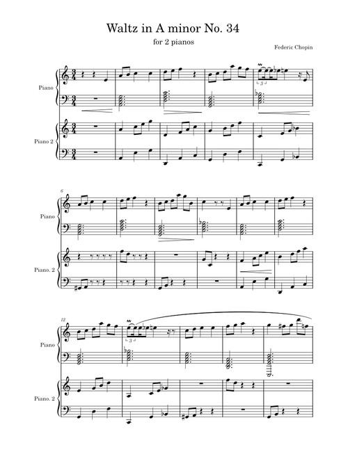 Waltz in A minor for 2 pianos