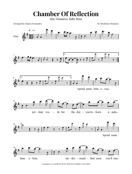 Chamber Of Reflection (Arr. Glauco Fernandes) - Baby Rose (Flute Solo)