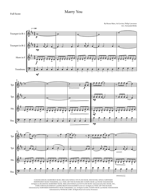 Marry You (Arr. Fernando Britto) - Bruno Mars (Brass Ensemble)