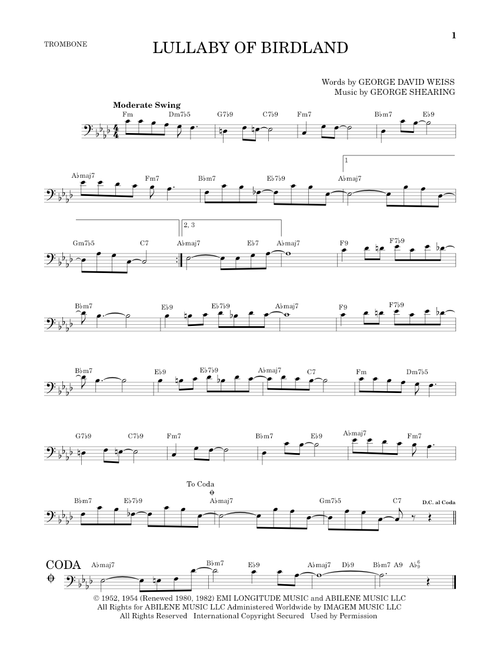 Lullaby Of Birdland - George David Weiss (Trombone Solo)