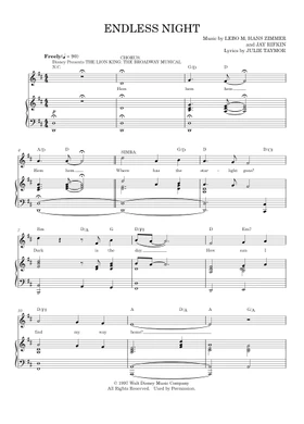 endless night lion king sheet music pdf