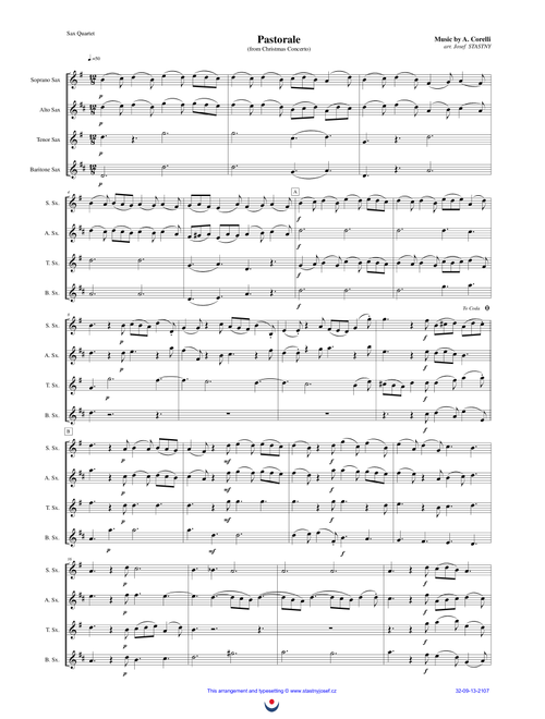 Pastorale (Christmas Concerto) (Arr. Josef STASTNY) - Arcangelo Corelli (Woodwind Ensemble)