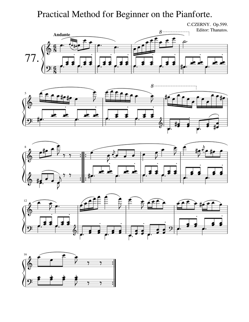 C.CZERNY. Op.599 No.77 in Minor Sheet Music for Piano (Solo) Easy ...