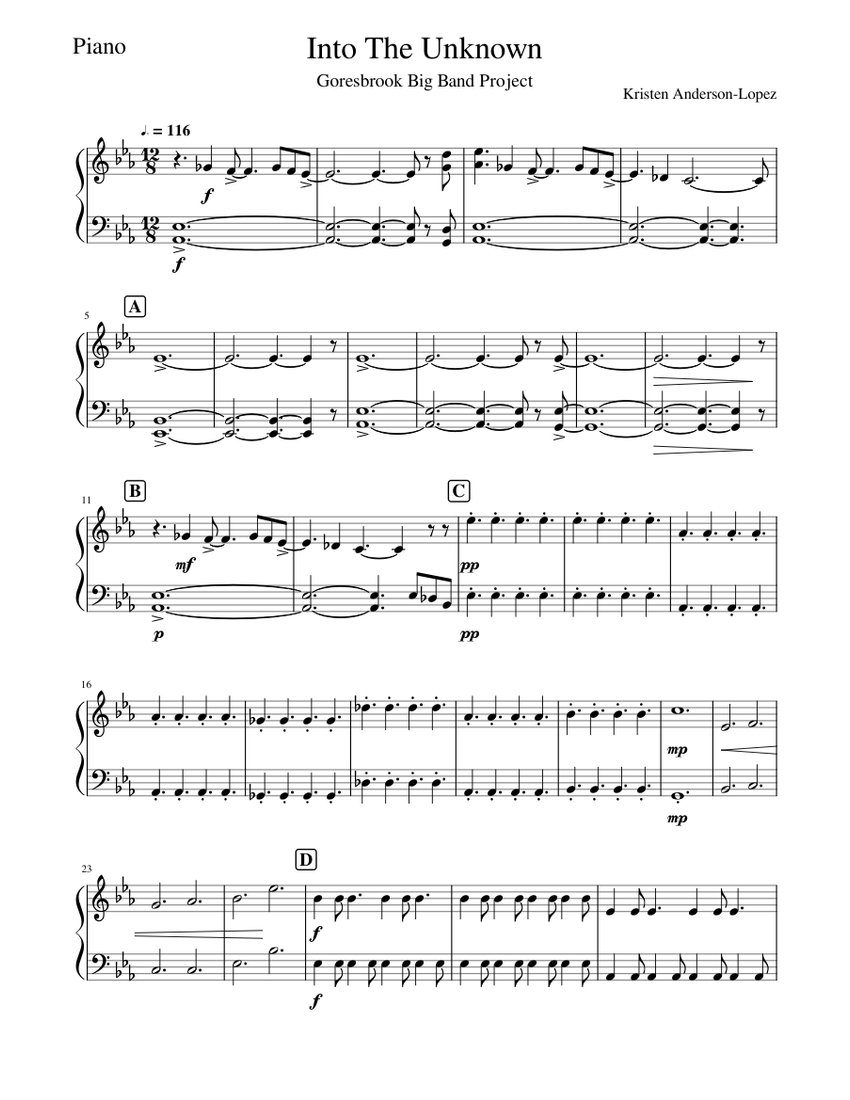 Into The UnknownPiano Sheet music for Piano (Solo)