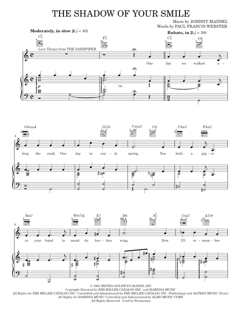 The shadow of your smile - Tony Bennett (Piano-Vocal-Guitar)