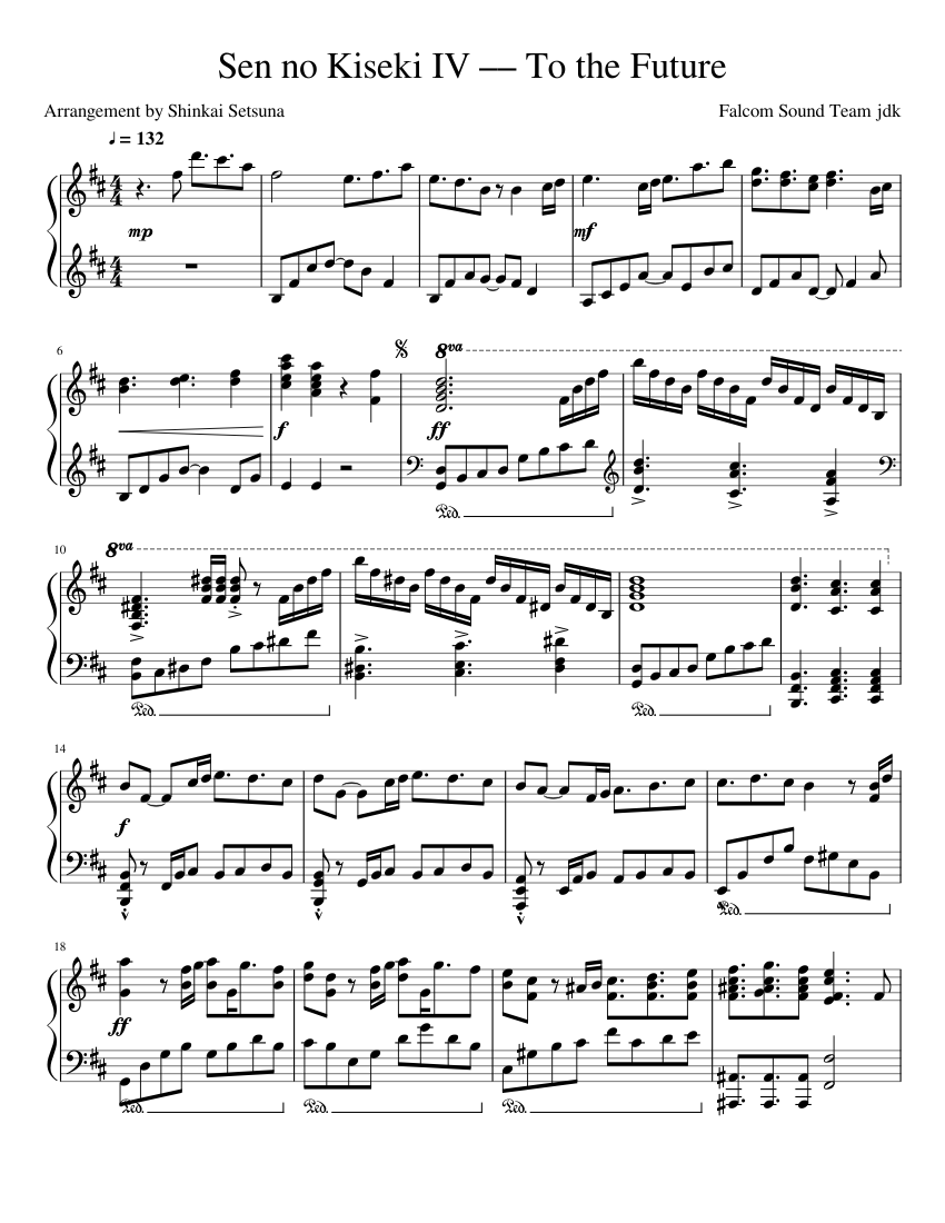 Sen no Kiseki IV –– To the Future Sheet Music for Piano (Solo