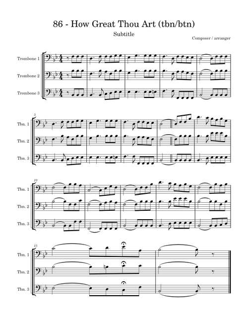How great thou art – Misc Praise Songs 86 - How Great Thou Art (tbn/btn)