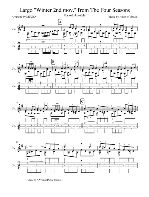 Largo "Winter 2nd mov." from The Four Seasons (Arr. MUGEN) - Antonio Vivaldi (Ukulele)