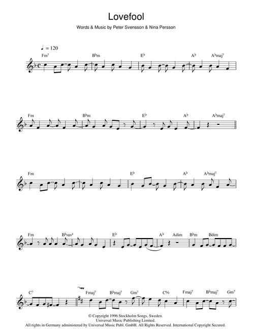 Lovefool - The Cardigans (Lead Sheet - Fake Book)
