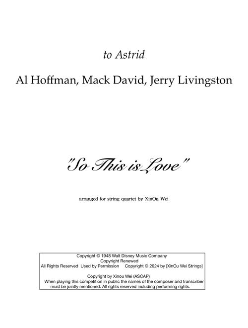 So This Is Love (Arr. XinOu Wei) - James Ingram (String Quartet)
