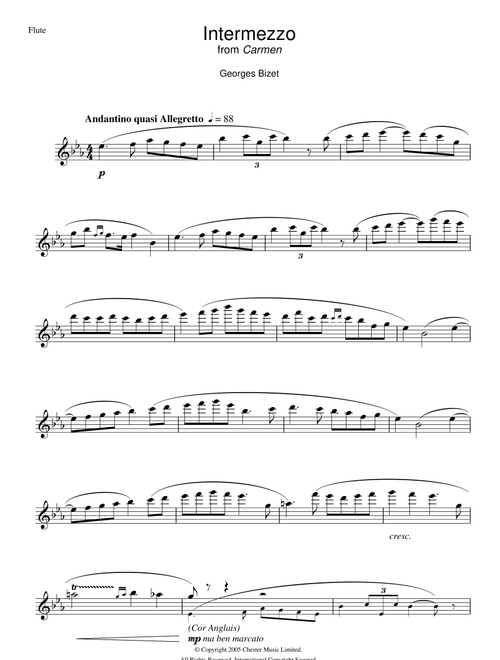 Intermezzo from Carmen Act III - Georges Bizet (Flute Solo)