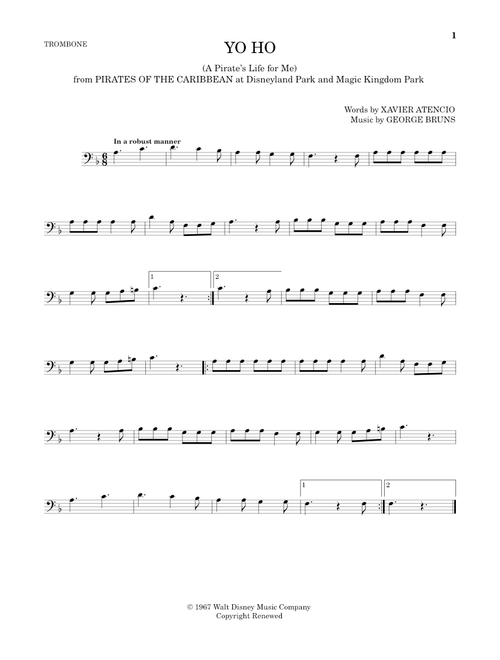 Yo Ho (A Pirate's Life For Me) - Xavier Atencio (Trombone Solo)