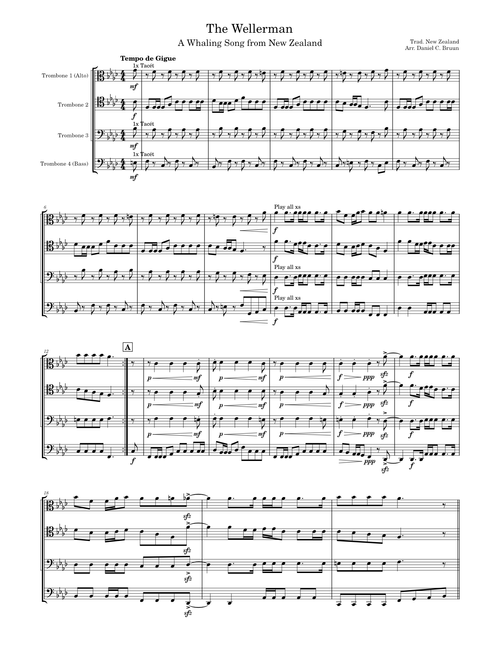 The Wellerman for Trombone quartet